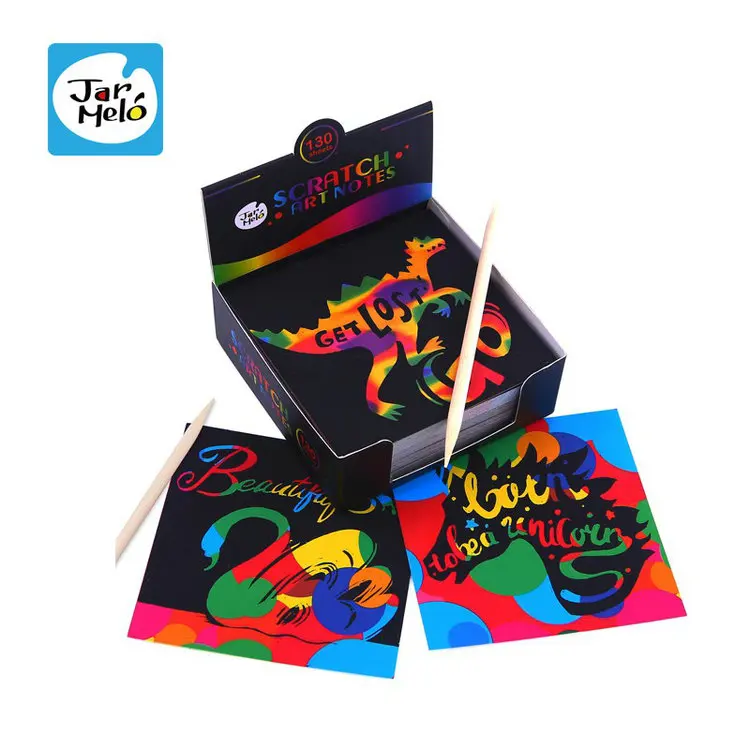 
Scratch Art Notes Set With 130 Sheets With Wooden Stylus Rainbow Mini Notes Scratch Magic Notes 