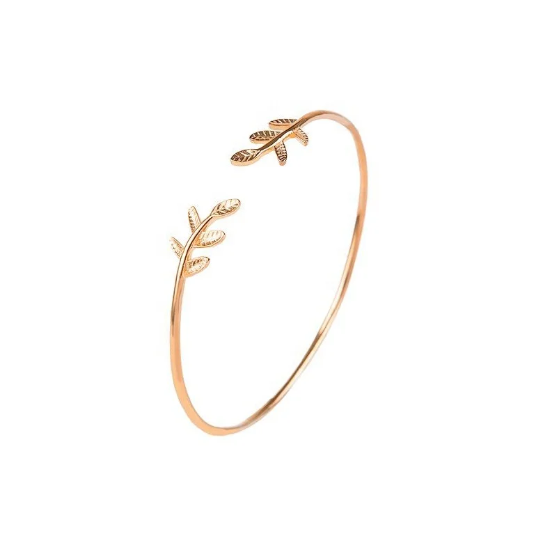 

Dainty olive leaf womens bracelet, 925 sterling silver cuff bracelet