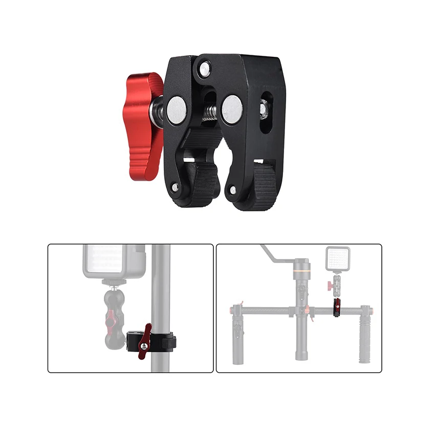 

VGEET aluminum quick release camera tube clamp mount for dslr slr, Black and red