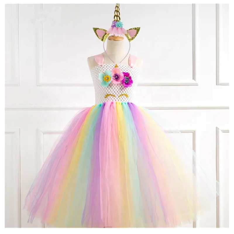 

New Pastel Unicorn Tutu Dress For Girls Kids Birthday Party Unicorn Costume