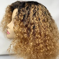 

ombre human hair curly invisible swiss color bob lace front glueless wig