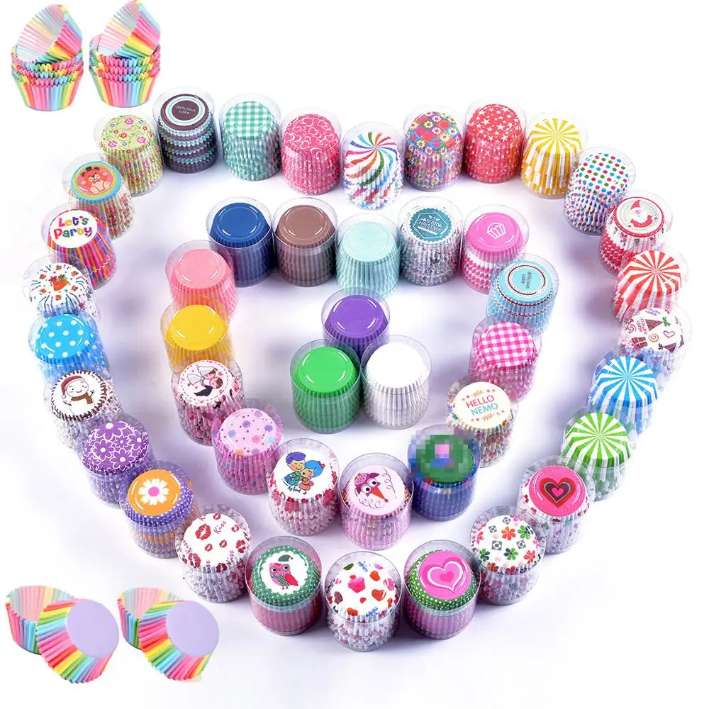 

Colorful 100 PCS Cupcake Paper Cases Cup Cake Wrappers Liners Holder Packaging Containers Baking Cups Boxes Pastry Decoration, Multicolors