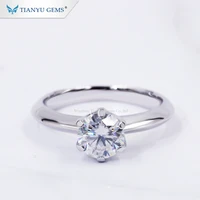 

Tianyu gems jewellery 0.5 1.0 carat 925 sterling silver white gold plated moissanite engagement ring