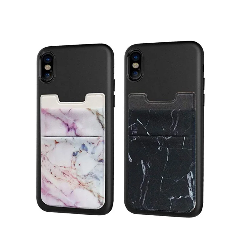 

2019 New Design Marble Lycra Stretchy Floral Cell Phone Stick on Wallet Card Holder Phone Pocket, Customized