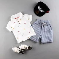 

Summer short sleeve baby boys clothes polo t shirt shorts set for kids
