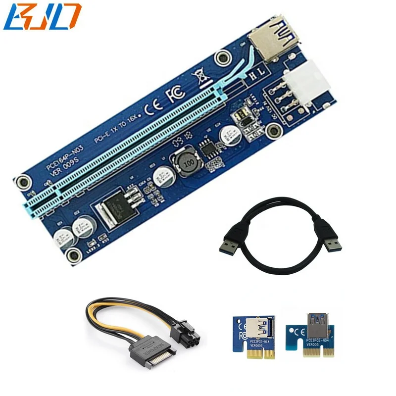 

Ver 009s 6pin PCIe Riser, PCI-E 1x to 16x Riser Card with 60cm USB 3.0 Cable in stock