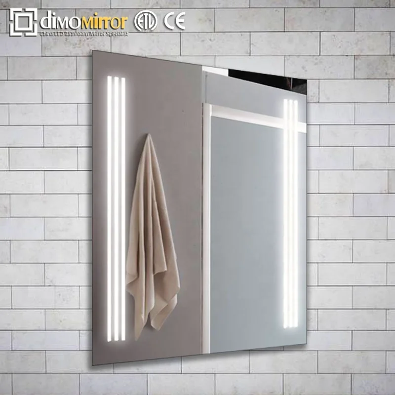 Chinese manufacture left right LED lighted bathroom mirrors with button rocker switch