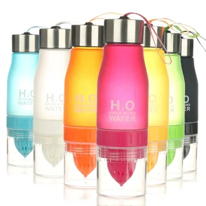 Image of 2019 Gift 650ml Water Bottle H20 plastic Fruit infusion bottle Infuser Drink Outdoor Sports Juice lemon Portable