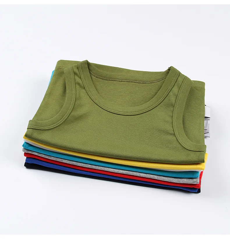 
Low MOQ Customized Children Clothes O-Neck Sleeveless Breathable Cotton Soild Color Tank Top 