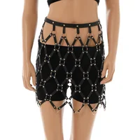 

Ladies Black Party Rave Festival Leather Skirt