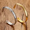 Original design Wheat pattern open bangle 2 tones stainless steel cuff bracelet for lady