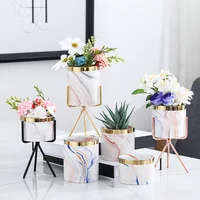 

iron small plant stand marble flower pot