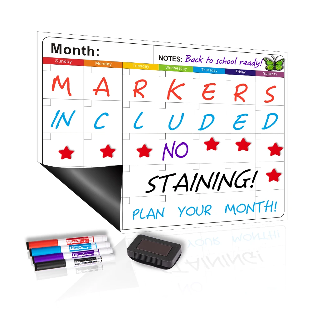 

Monthly Fridge Calendar Whiteboard Magnetic Dry Erase Weekly Planner Board For Fridge, Cmyk