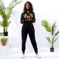 

Fashion african women hoodie crop top tracksuit sport jogging suits wholesale