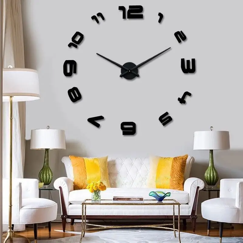 

006 Modern design big decorative watches Home decoration large digital unique gift 3d wall clock sticker