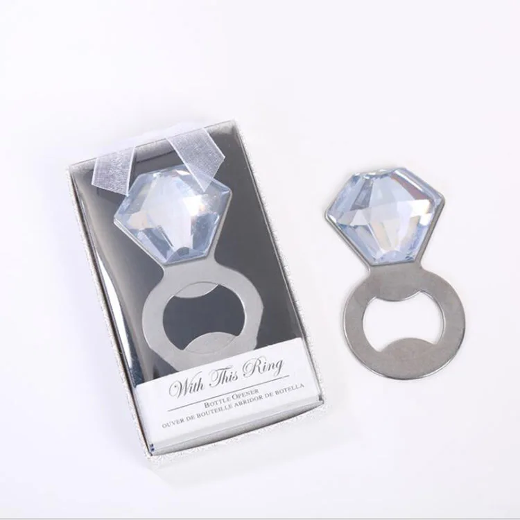 

Wedding Party Bridal Shower Favor Guest Gift Business Man Present souvenir Diamond Ring Bottle Opener in Gift Box, Stainles steel