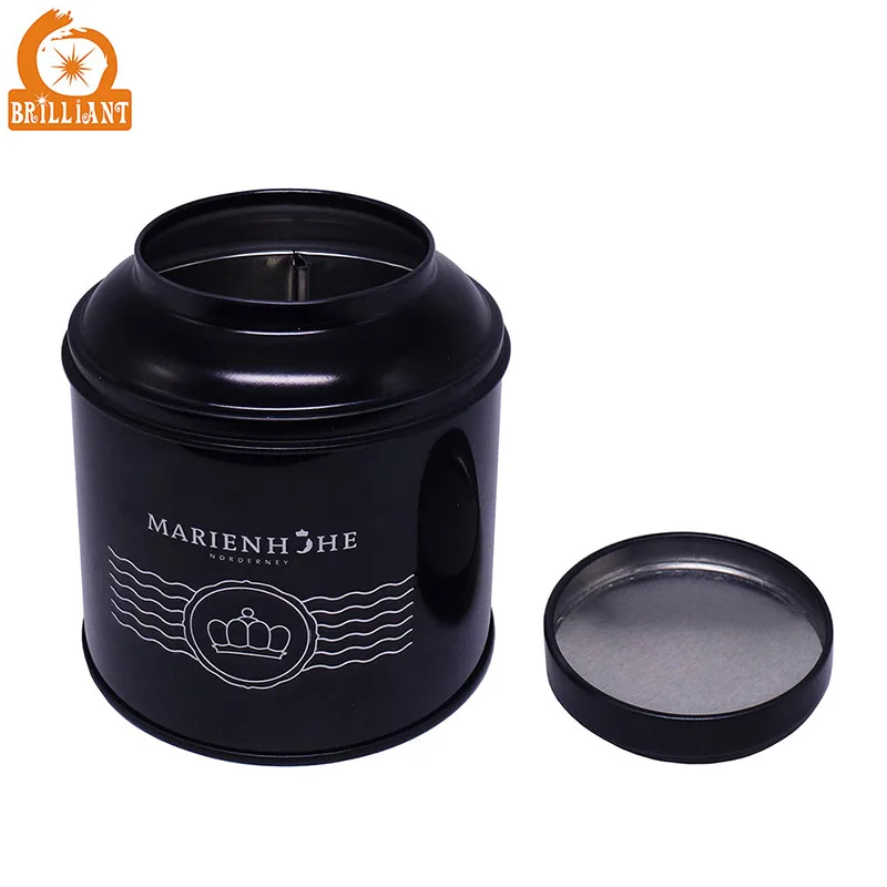 
High-Quality Customized Classical Black Food Can Round Metal Tin for Packing Tea Coffee Gift Box 