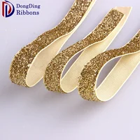 

5/8 Inch Gold glitter metallic ribbon reflective luminous elastic ribbon round wholesale