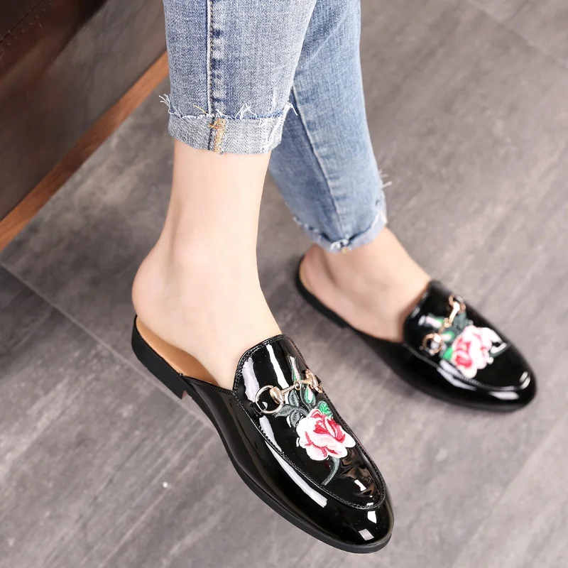 

SS0474 Classic style man leather shoe 2019 casual loafers men half shoes, White,black