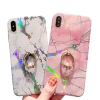 

Protective Soft Silicon Marble Pattern Kickstand Finger Ring Holder Phone Case for iPhone XS Max XR for 8 Plus