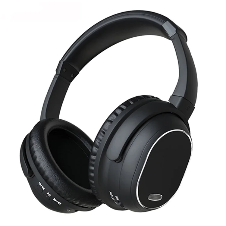 

New arrivals aluminium over head Active Noise Cancelling wireless Headphones HiFi, Black