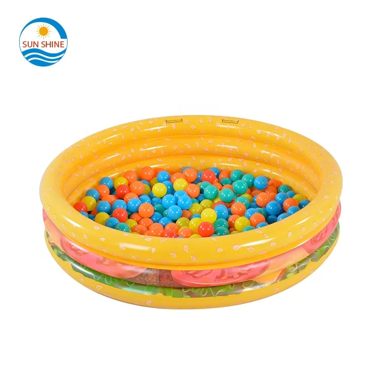 

Cheap Wholesale 3 Ring Hamburger Inflatable Baby Pool Kiddie Paddling Pool Inflatable Swimming Pool For Kids