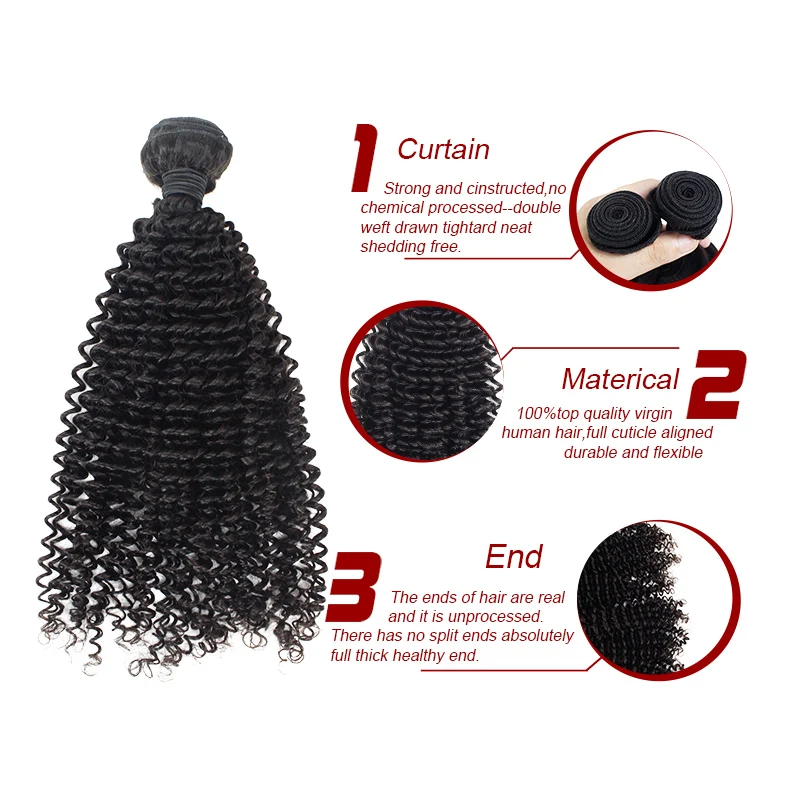 
Morein Virgin Hair Kinky Curly Bulk Hair For Black Women High Quality Cuticle Aligned Human Hair Afro Natural Closure 