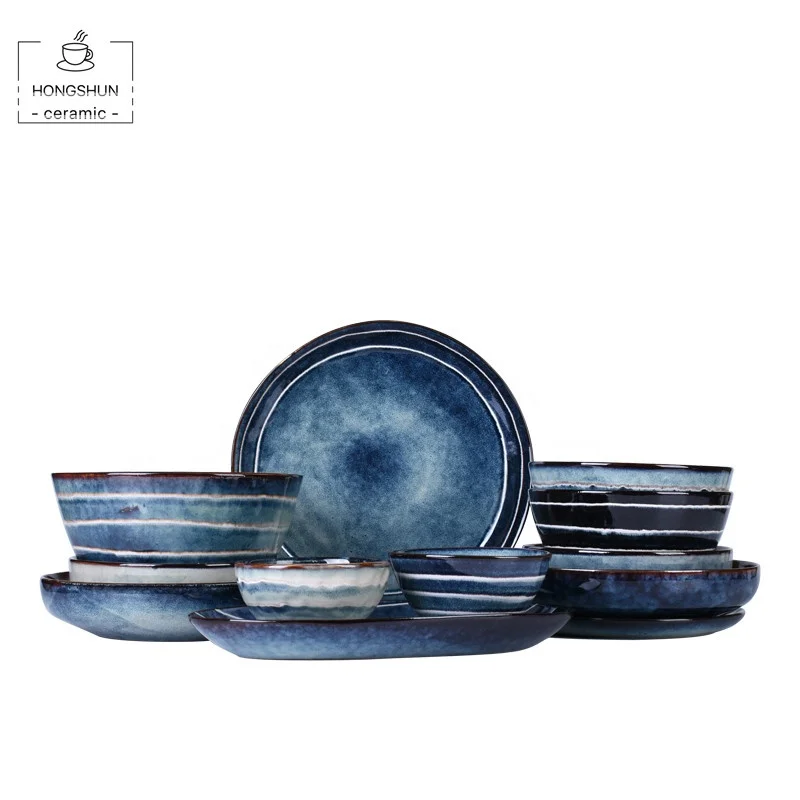 
Japanese Glazed Stoneware Plates, Soy Sauce Bowls And Sushi Pan Ceramic Dinnerware Set 