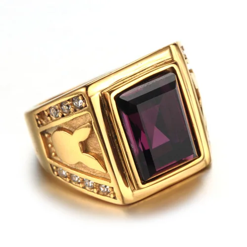 

Stainless steel ring men's jewelry fashion rabbit gemstone titanium steel ring