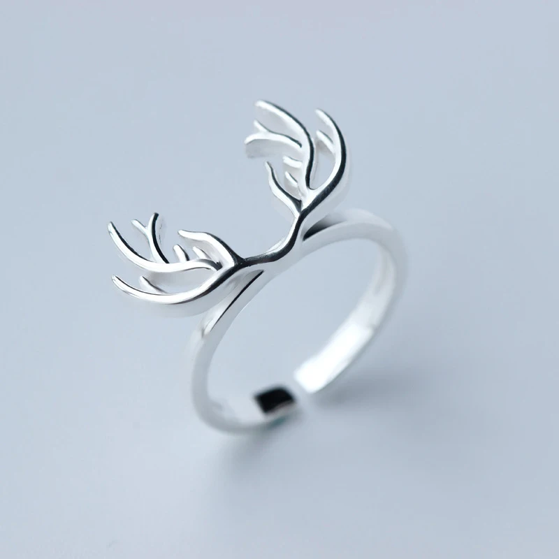 

Hot Sale Custom Latest Design Sterling 925 Silver Ring Elk Ring Antlers Ring