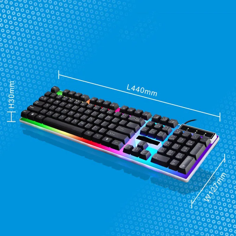 

rainbow back light ergonomic wired USB PC gaming keyboard and mouse gaming combo