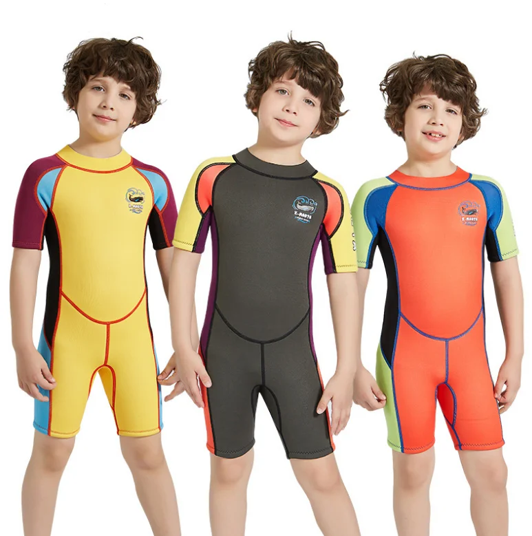 

Kids 2.5mm Warm Wetsuit One Piece UV Protection Quick Dry Shorty Suit For Boys, Shown