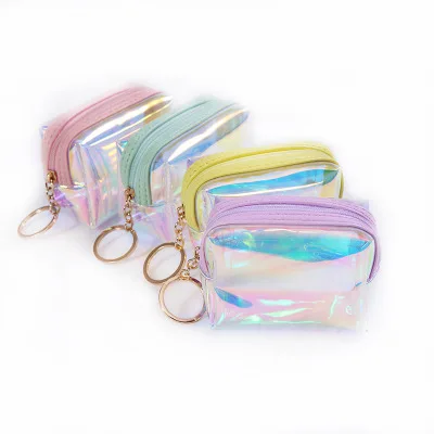 

Laser pvc transparent hologram toiletry pouch,custom mini clear makeup bag iridescent,iridescent tpu clear makeup bag