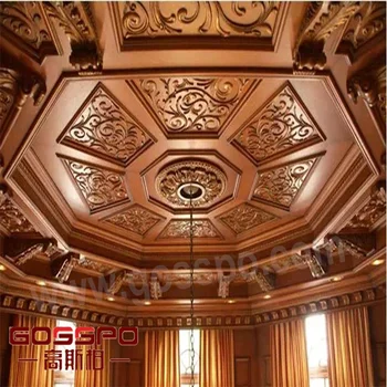 Luxury French Designs Solid Teak Wood Veneer Ceiling Panels Craved