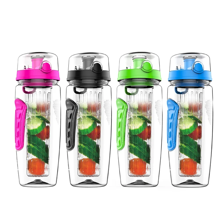 

Hot Selling Plastic Water Bottle, Portable Leak Proof Fruit Bottle With Infuser, Reusable Sports Tritan Bottle For Drinking 32oz, Customized color