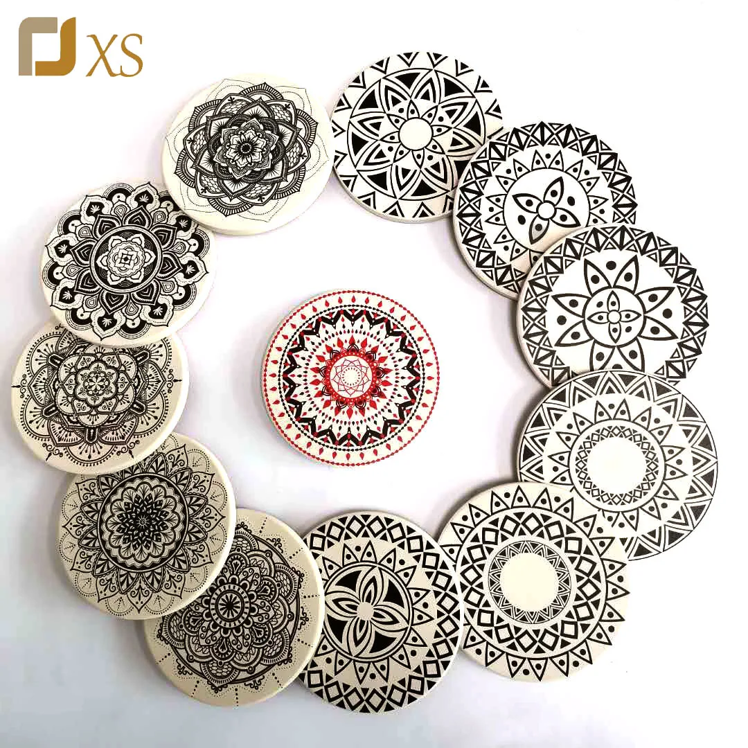 

New arrived high quality round water absorbent cup Ceramic coaster, Full color