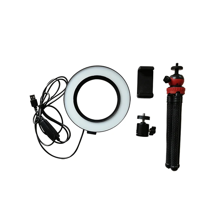 

Dimmable USB 6 Inches LED Ring light photography light kit with ball head phone clip tripod for camera cellphone