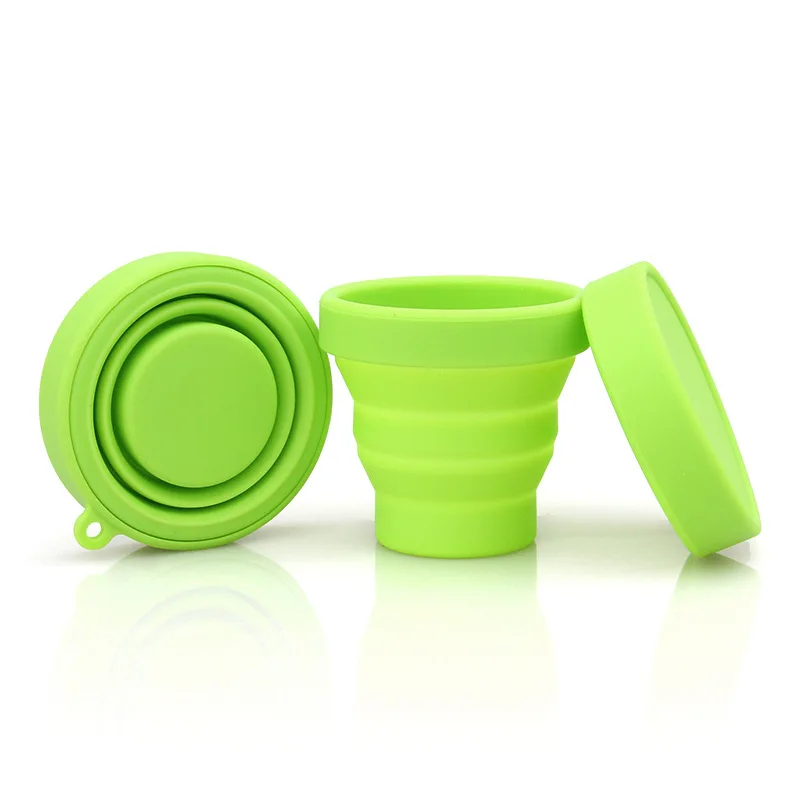 

Eco friendly silicone foldable reusable folding coffee cups drinking collapsible cup, Blue,green,pink,yellow or custom