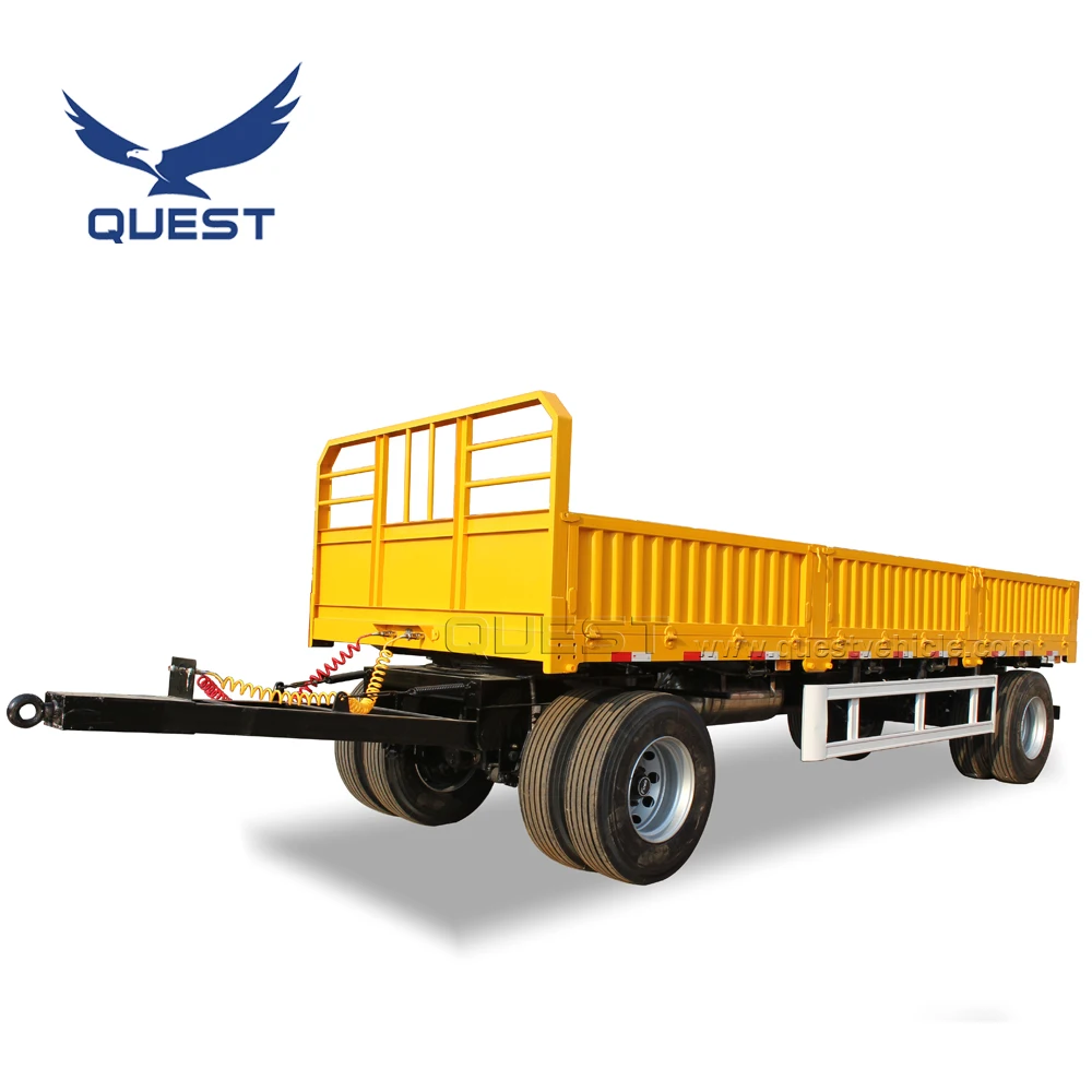 

QUEST 20ft Two steel Wheel Small Mini tractor towing sidewall Full Trailer With Drawbar, Customers optional