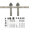 6.6 FT Satin Nickel Carbon Steel 2 piece connecting Rail J shape door hanger barn door hardware kits