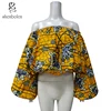 2019 Summer off-shoulder blouse one slashed neck top African print bubble top