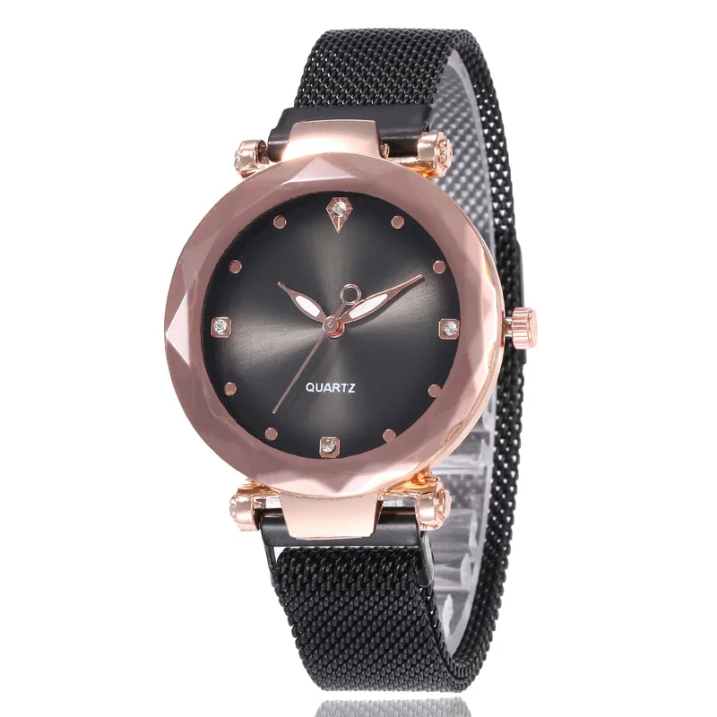 

WJ-8083 New Arrival Creative Pretty Women Mesh Belt Watch Magnet Buckle Fashion Personality Coloful Ladies Decorate Watches, Black;pink;red;white;purple;brown;blue