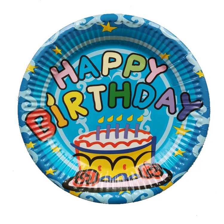 

Kids Birthday Party 7 inch Disposable Bulk Packing Decorative Cake Plate Disposable Paper Plate, As pictures