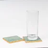 Hot Sale 2019 Table Cup Holder Green Fluorite Crystal Glass Agate Slices Coaster with Gold Plated