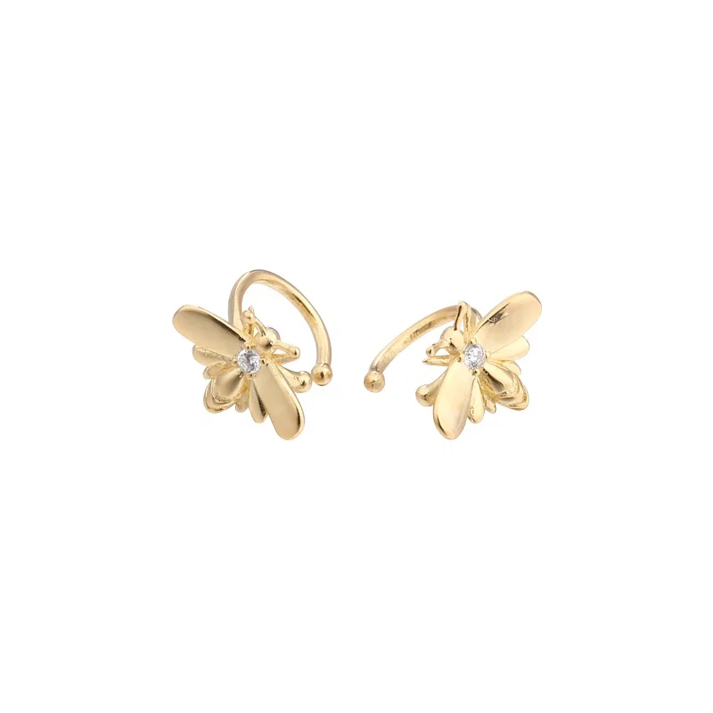 

Cute Tiny Bee Earrings Sterling Silver 925 Gold Bee Ear Cuff No Piercing Insect Earrings Wholesale E1653