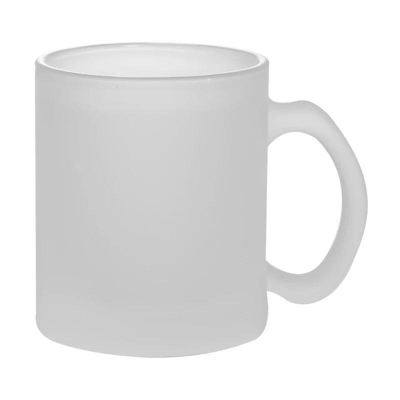 

Rubysub M005 Hot Selling Sublimation Frosted Glass Mug High Quality 11oz Round Handle Glass Cup, Clear