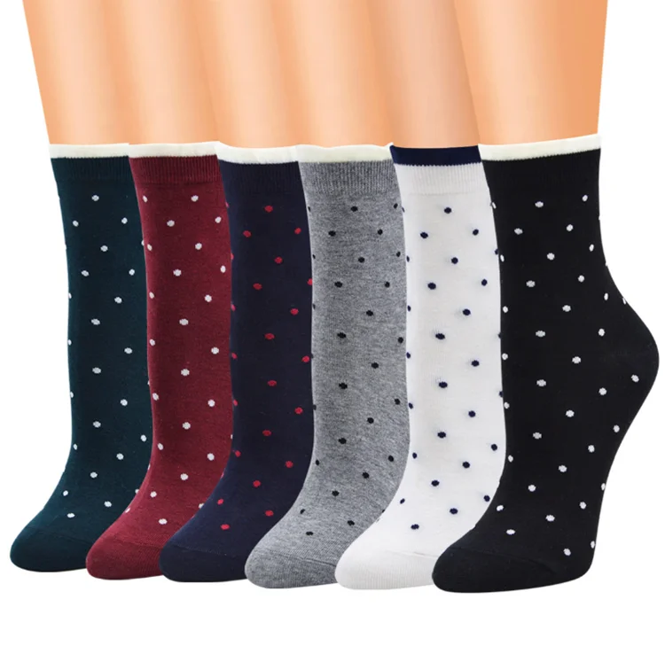 

Socks women polka dot black cute design cotton crew socks girl