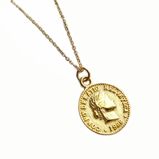 

Dollar Coin Design 925 Sterling Silver Head Image Pendant Necklace, Gold/ silver/ rose gold