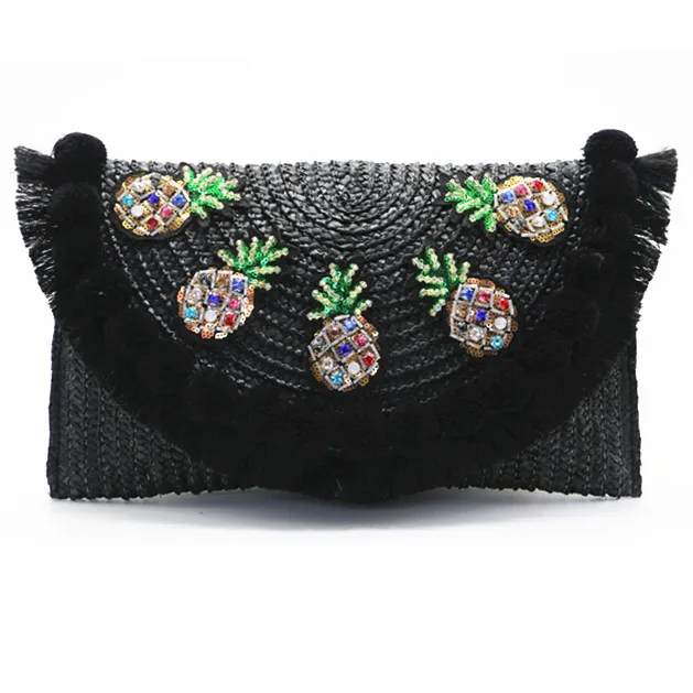 

New straw woven bagl pineapple ladies crossbody bag dual-use crossbody single shoulder bag, White/ black/can choose any color in the color card