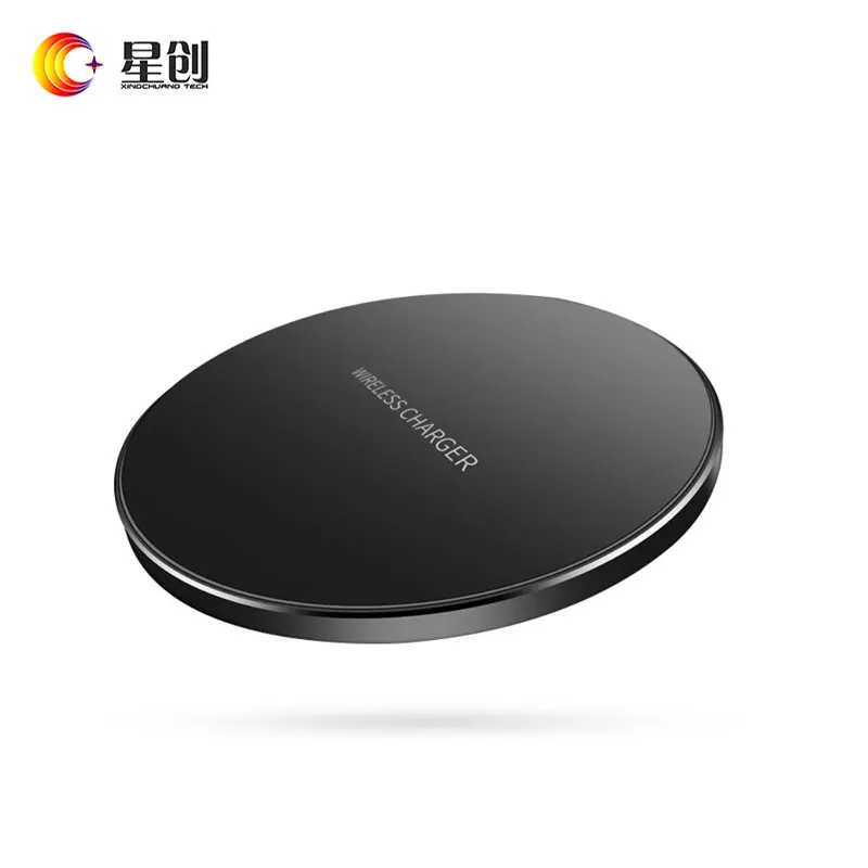 

10w round portable plug in the qi wireless charger, Black silver gold red